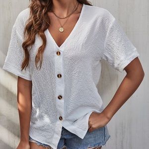 V-Neck Button Up Shirt